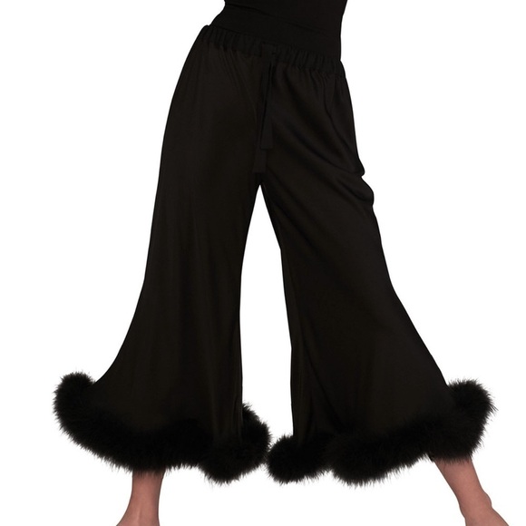 Sleeper Boudoir Feather Trim Flared Trousers - Picture 2 of 12